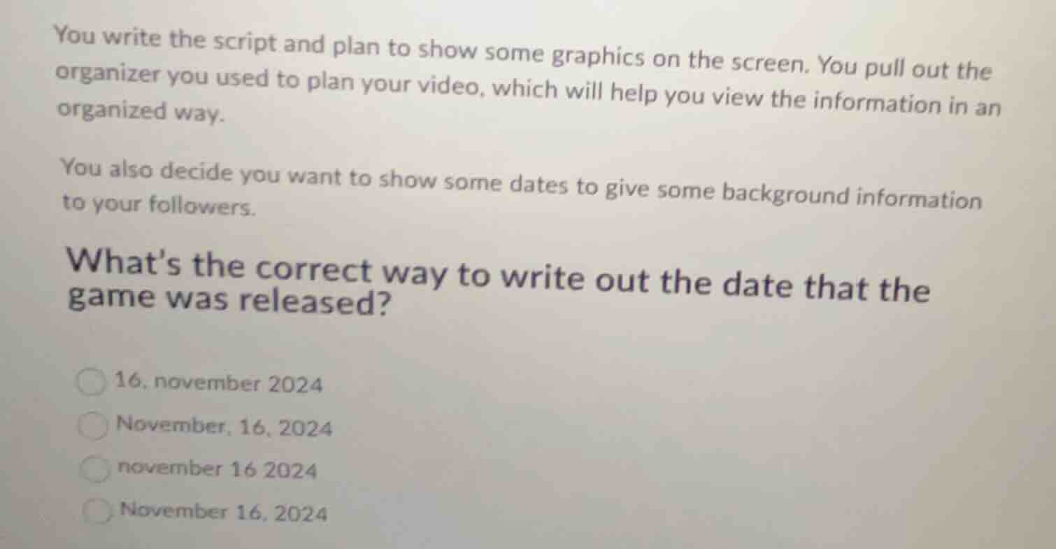 you write the script and plan to show some graphics on the screen. you …