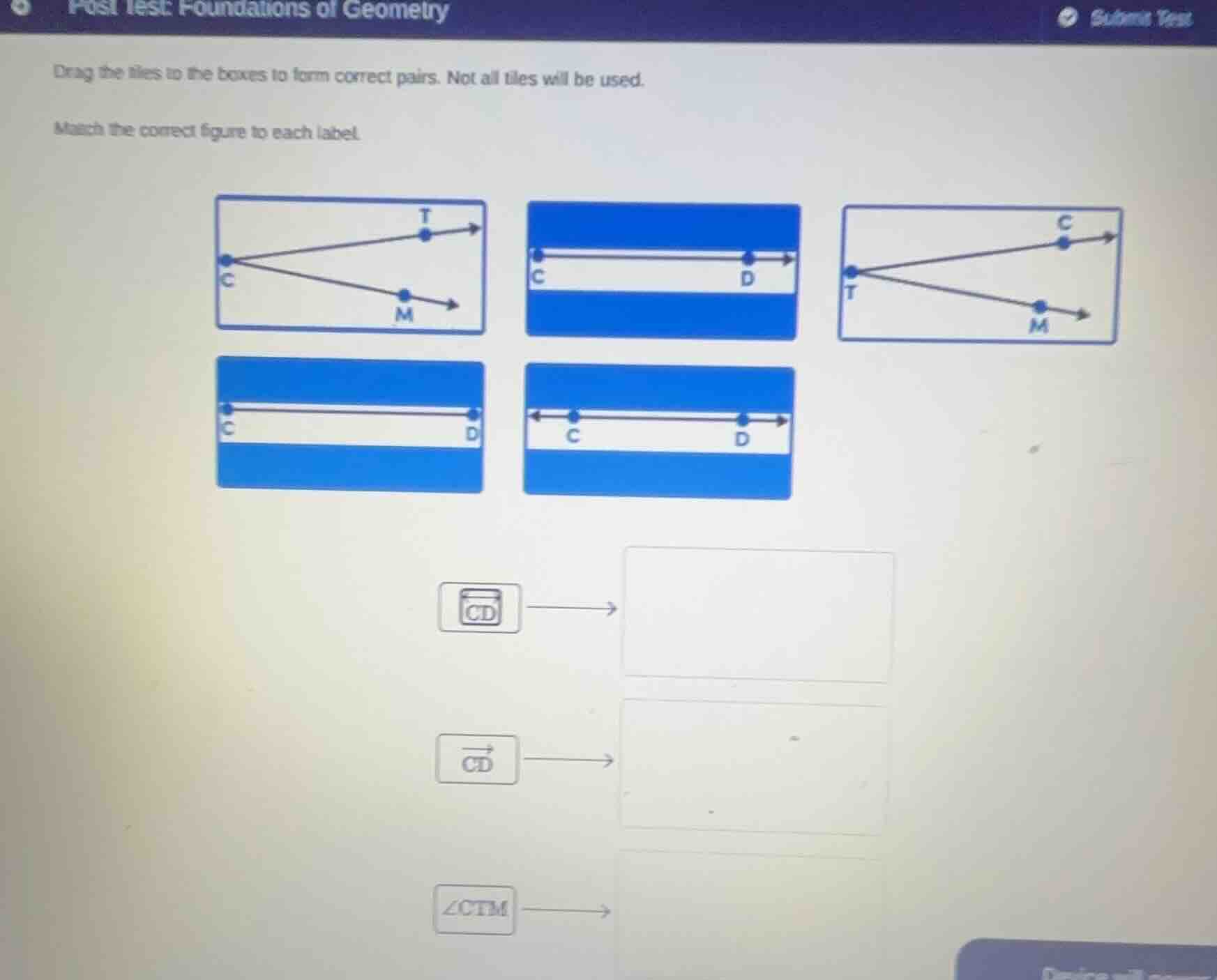 post test: foundations of geometry drag the tiles to the boxes to form …