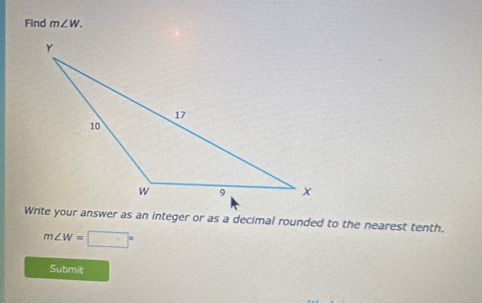 find ( mangle w ). write your answer as an integer or as a decimal roun…