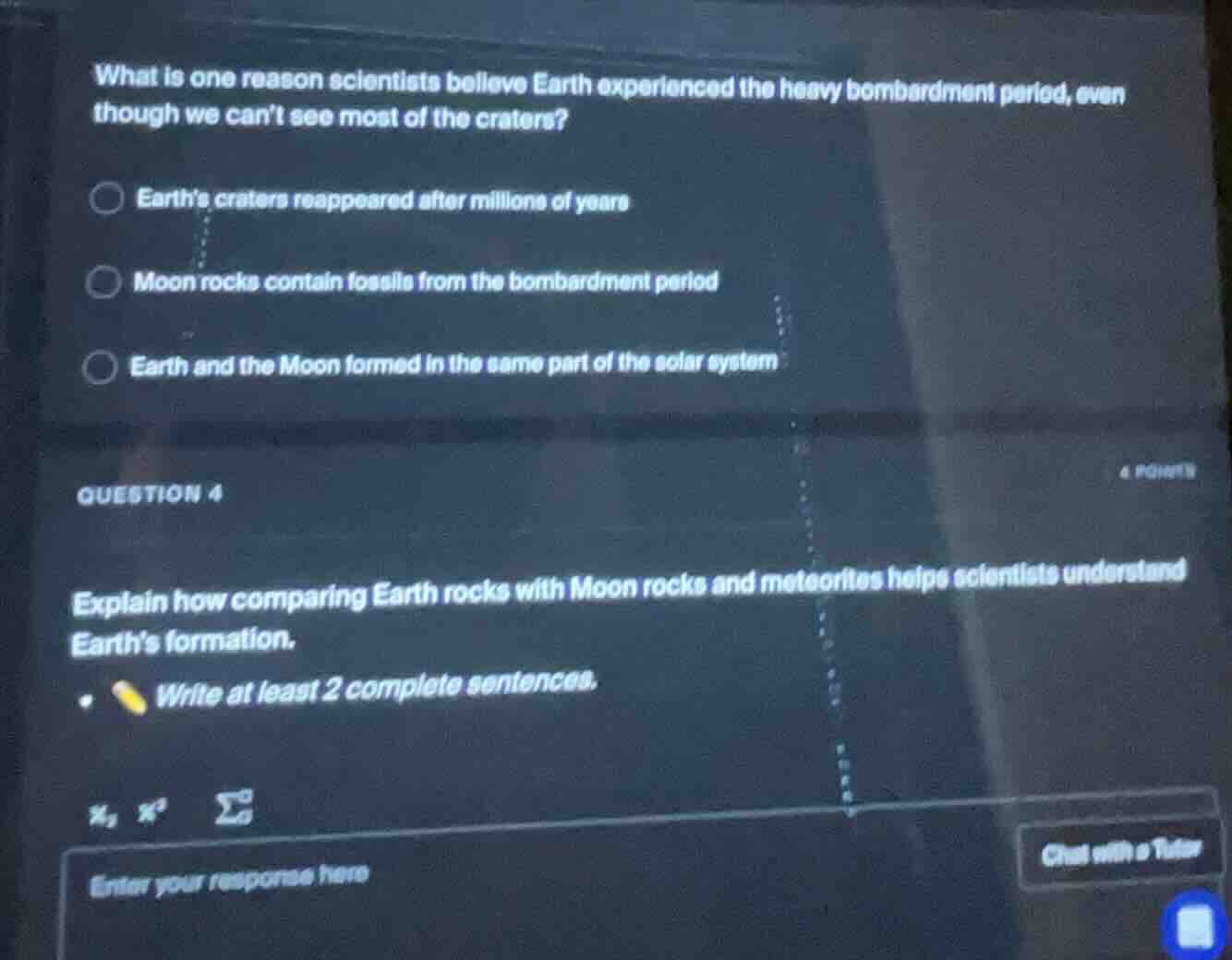 what is one reason scientists believe earth experienced the heavy bomba…