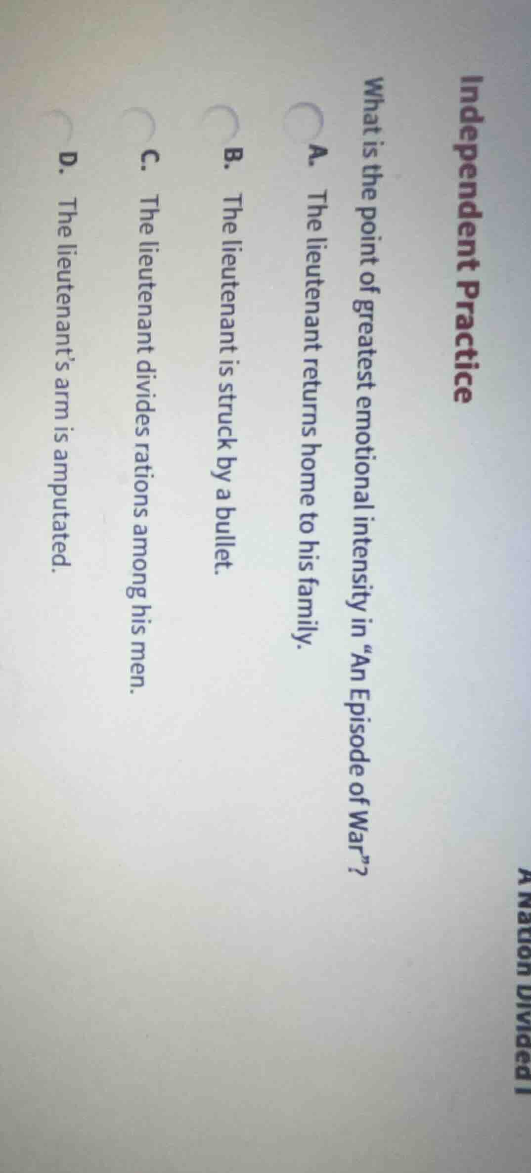 independent practice what is the point of greatest emotional intensity …