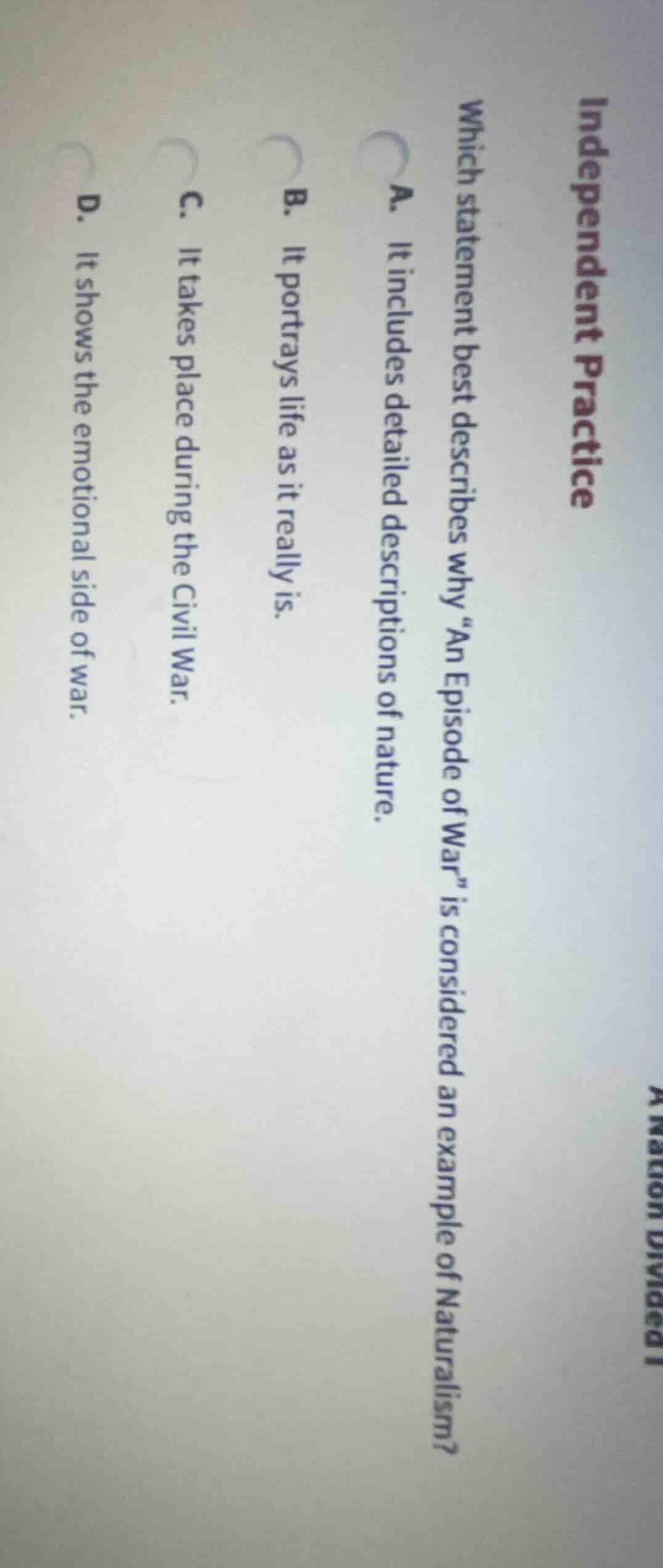 independent practice which statement best describes why “an episode of …