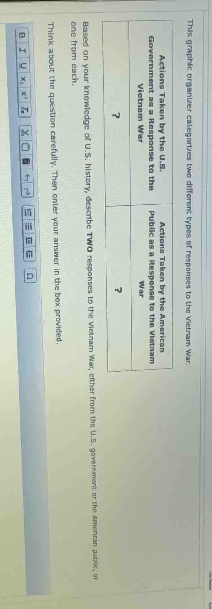 this graphic organizer categorizes two different types of responses to …
