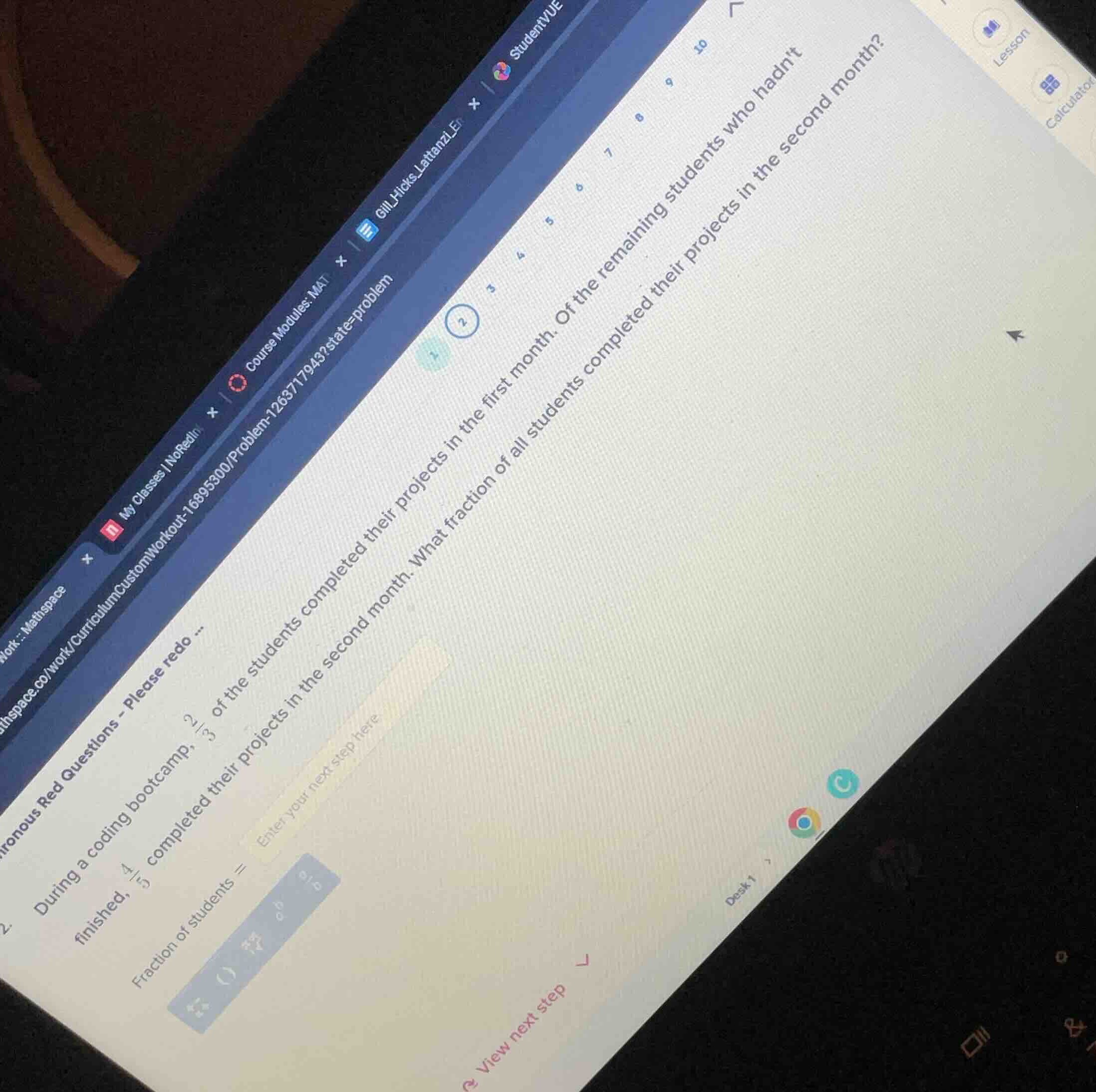 2. during a coding bootcamp, \\(\\frac{2}{3}\\) of the students complet…