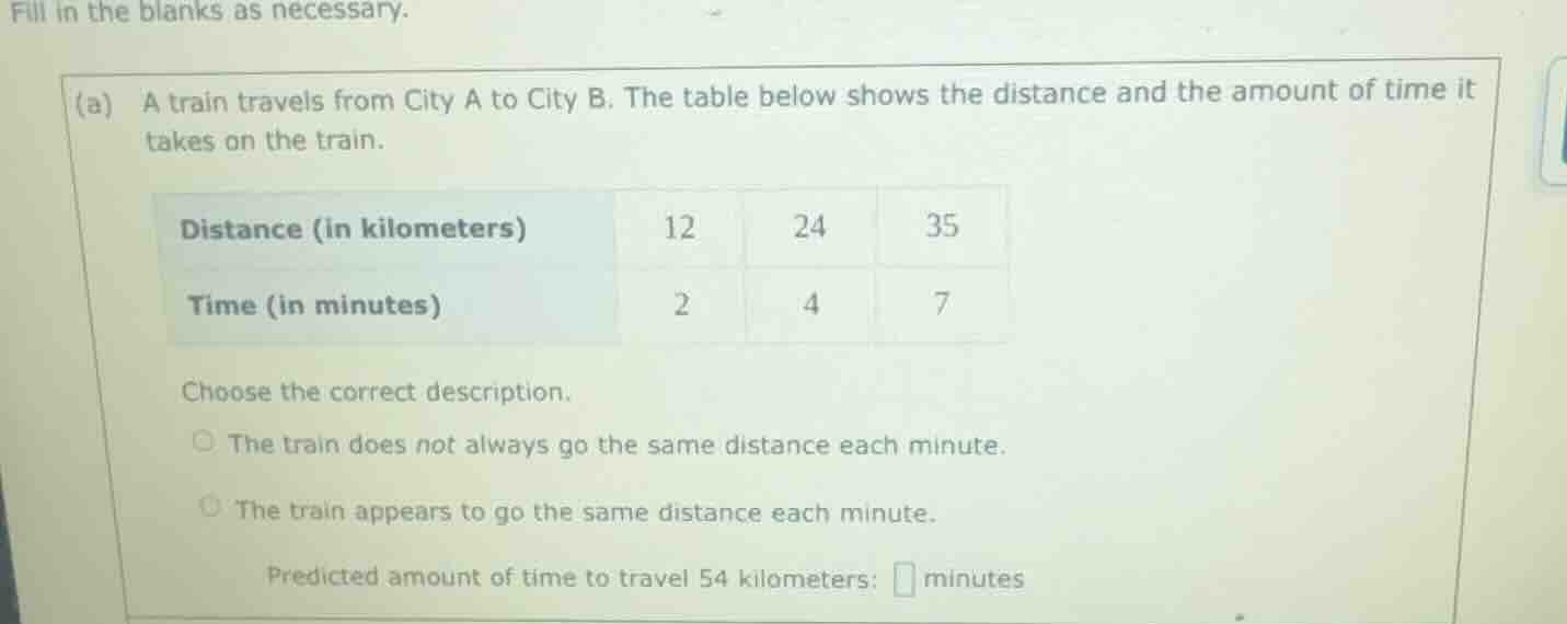 fill in the blanks as necessary. (a) a train travels from city a to cit…