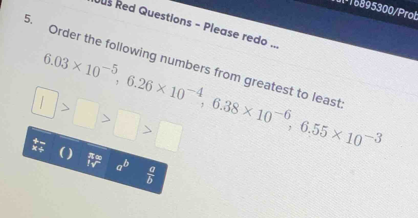5. order the following numbers from greatest to least: $6.03 \\times 10…