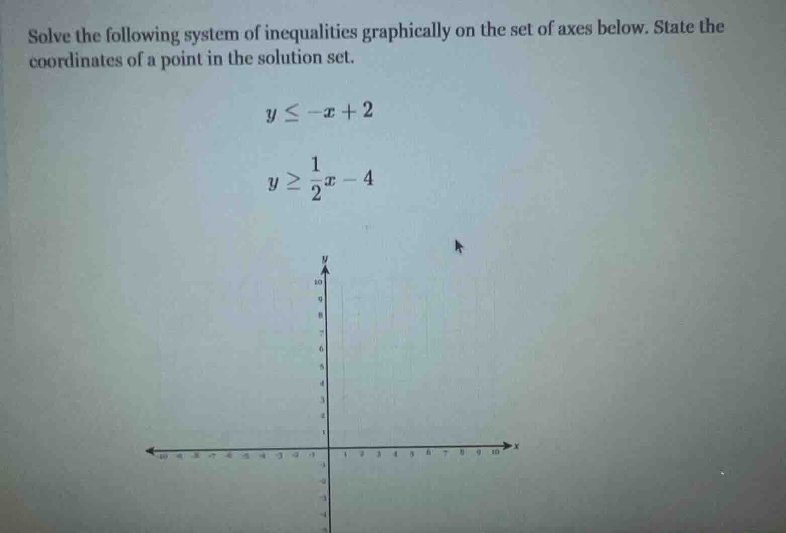 solve the following system of inequalities graphically on the set of ax…