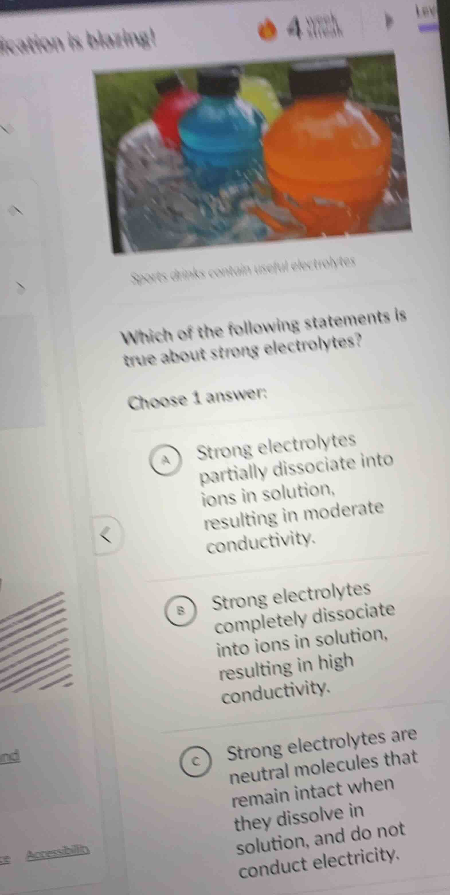 sports drinks contain useful electrolytes which of the following statem…