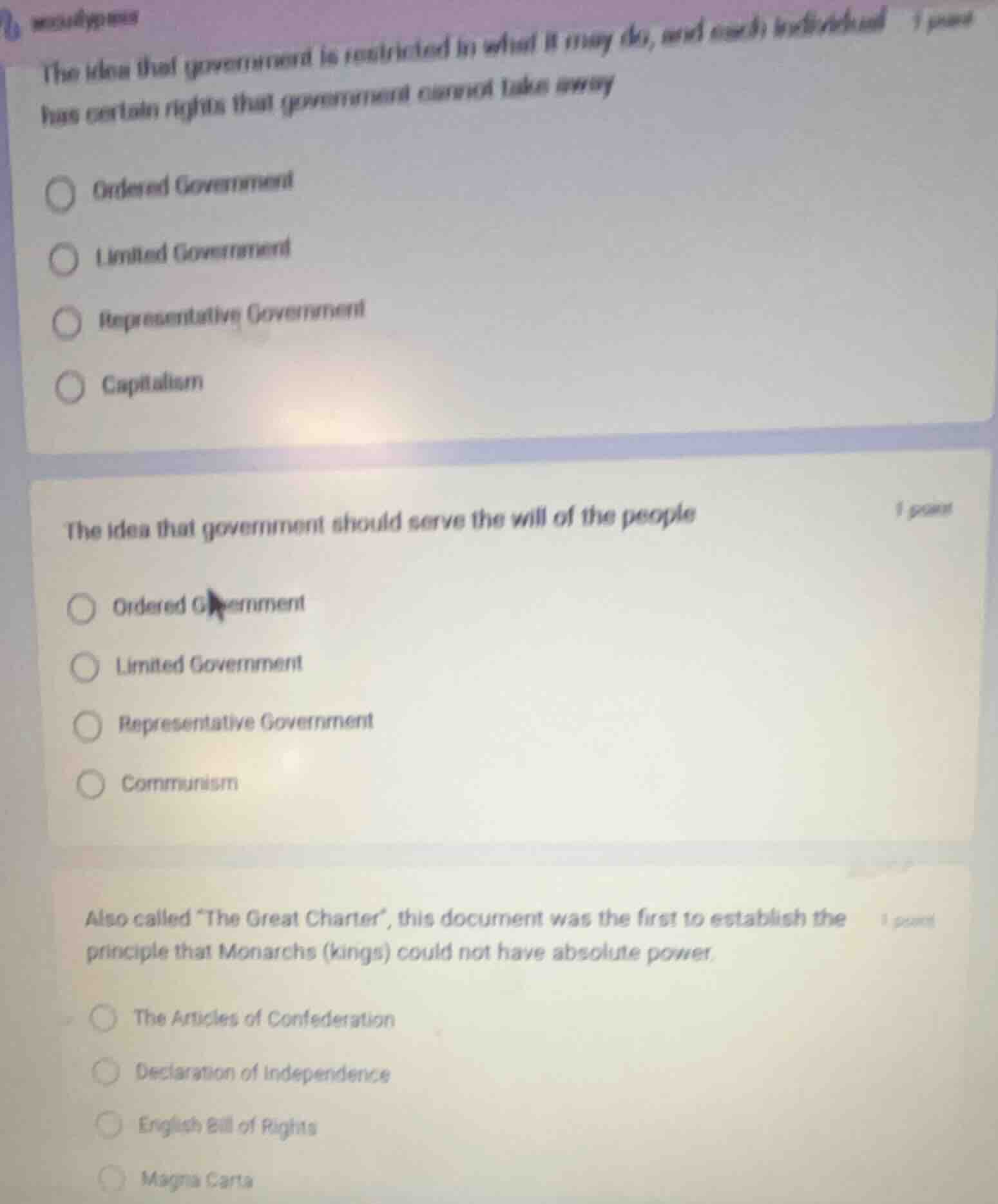 the idea that government is restricted in what it may do, and each indi…