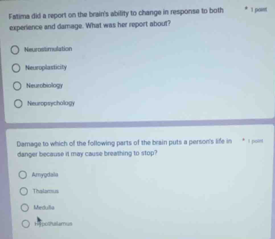 fatima did a report on the brains ability to change in response to both…