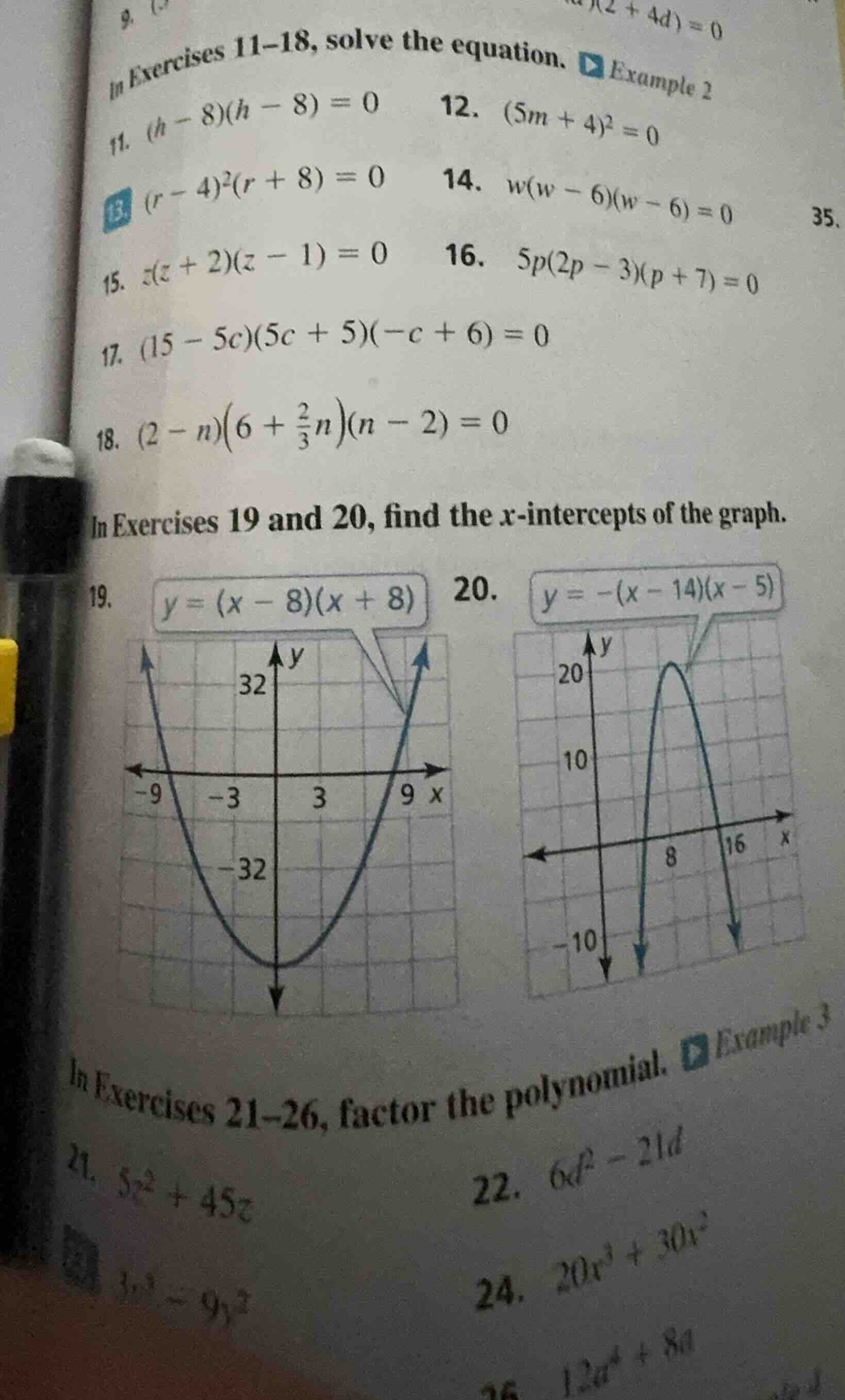 in exercises 11–18, solve the equation. example 2 11. $(h - 8)(h - 8) =…