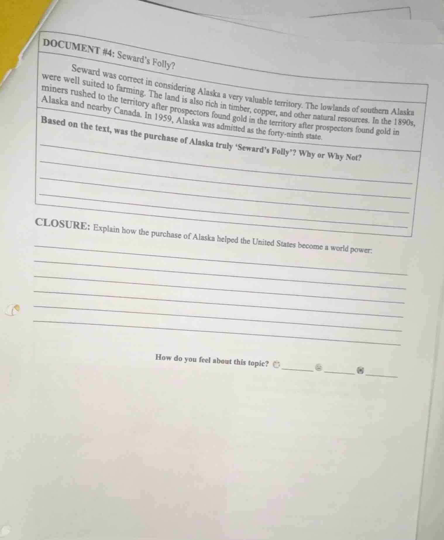 document #4: seward’s folly? seward was correct in considering alaska a…