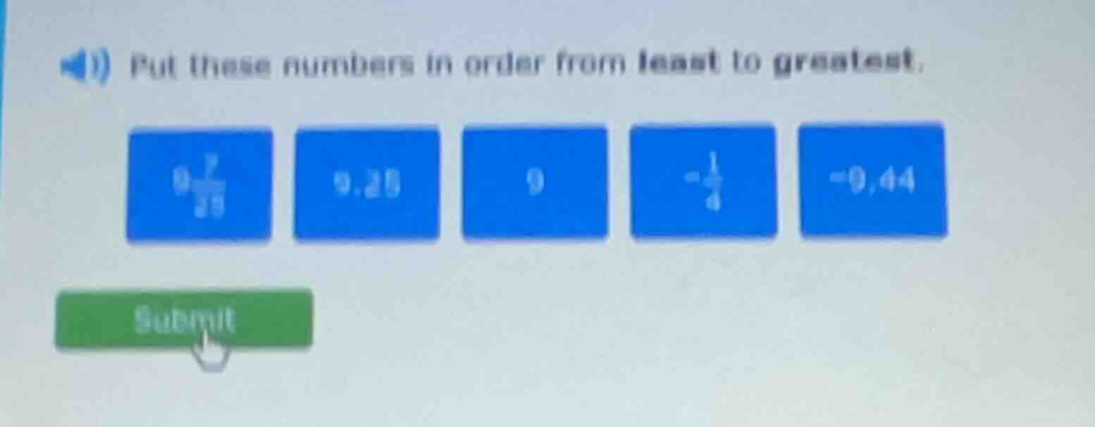 put these numbers in order from least to greatest. 9\\frac{7}{25}, 9.25…
