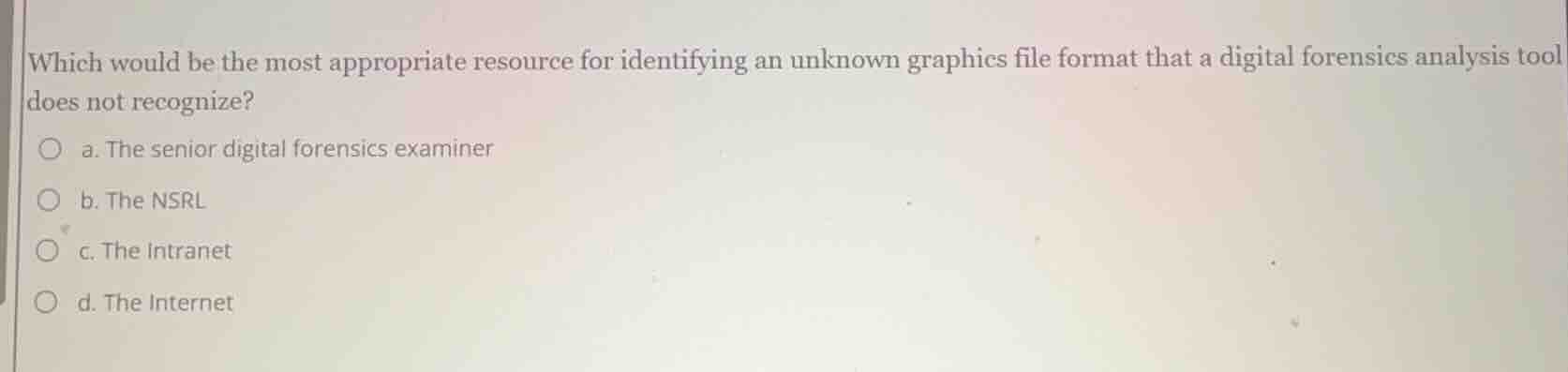 which would be the most appropriate resource for identifying an unknown…