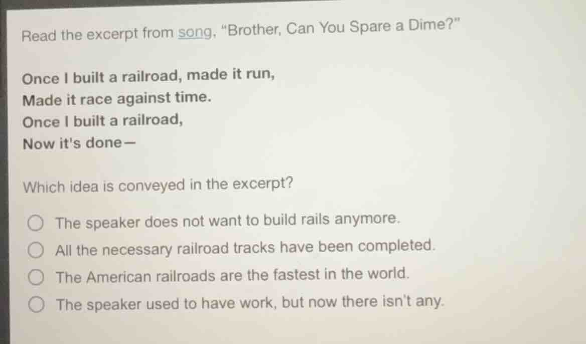read the excerpt from song, “brother, can you spare a dime?” once i bui…