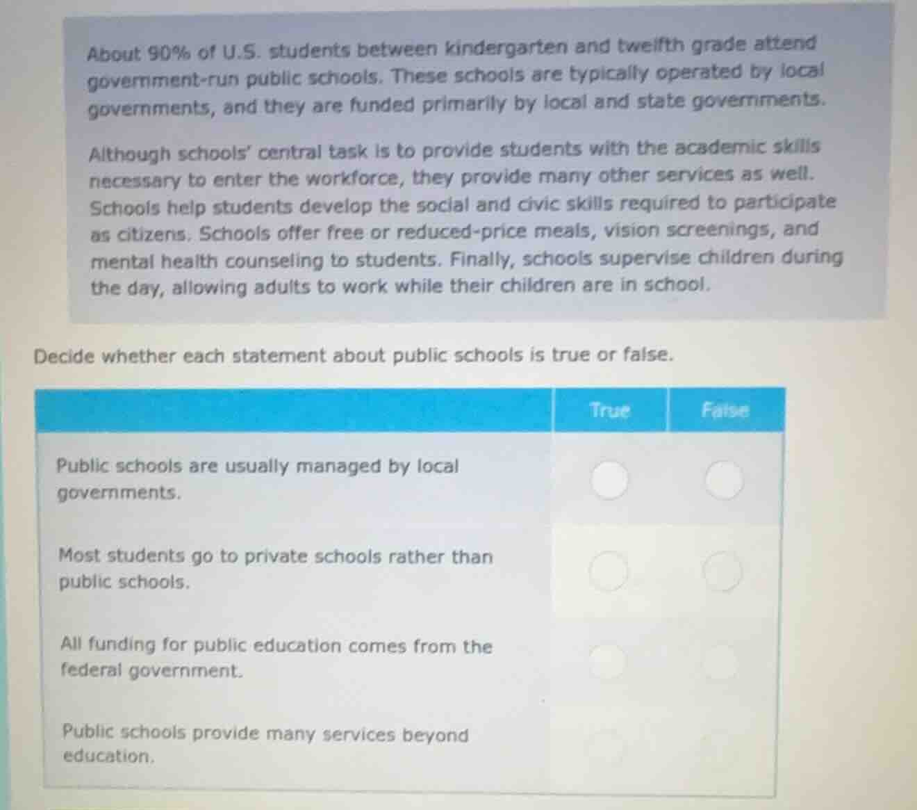 about 90% of u.s. students between kindergarten and twelfth grade atten…