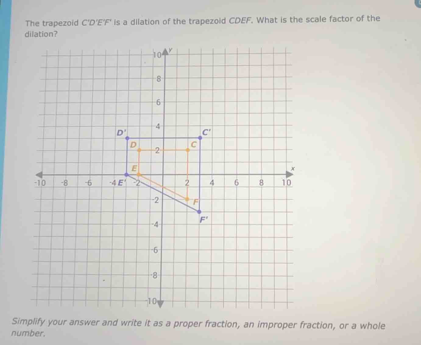 the trapezoid cdef is a dilation of the trapezoid cdef. what is the sca…