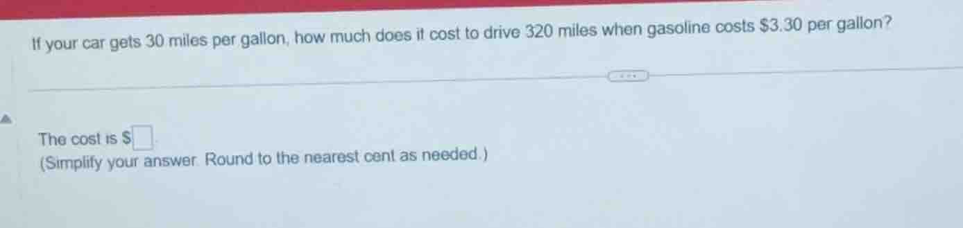 if your car gets 30 miles per gallon, how much does it cost to drive 32…