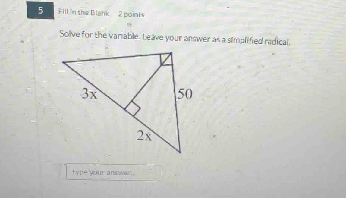 5 fill in the blank 2 points solve for the variable. leave your answer …