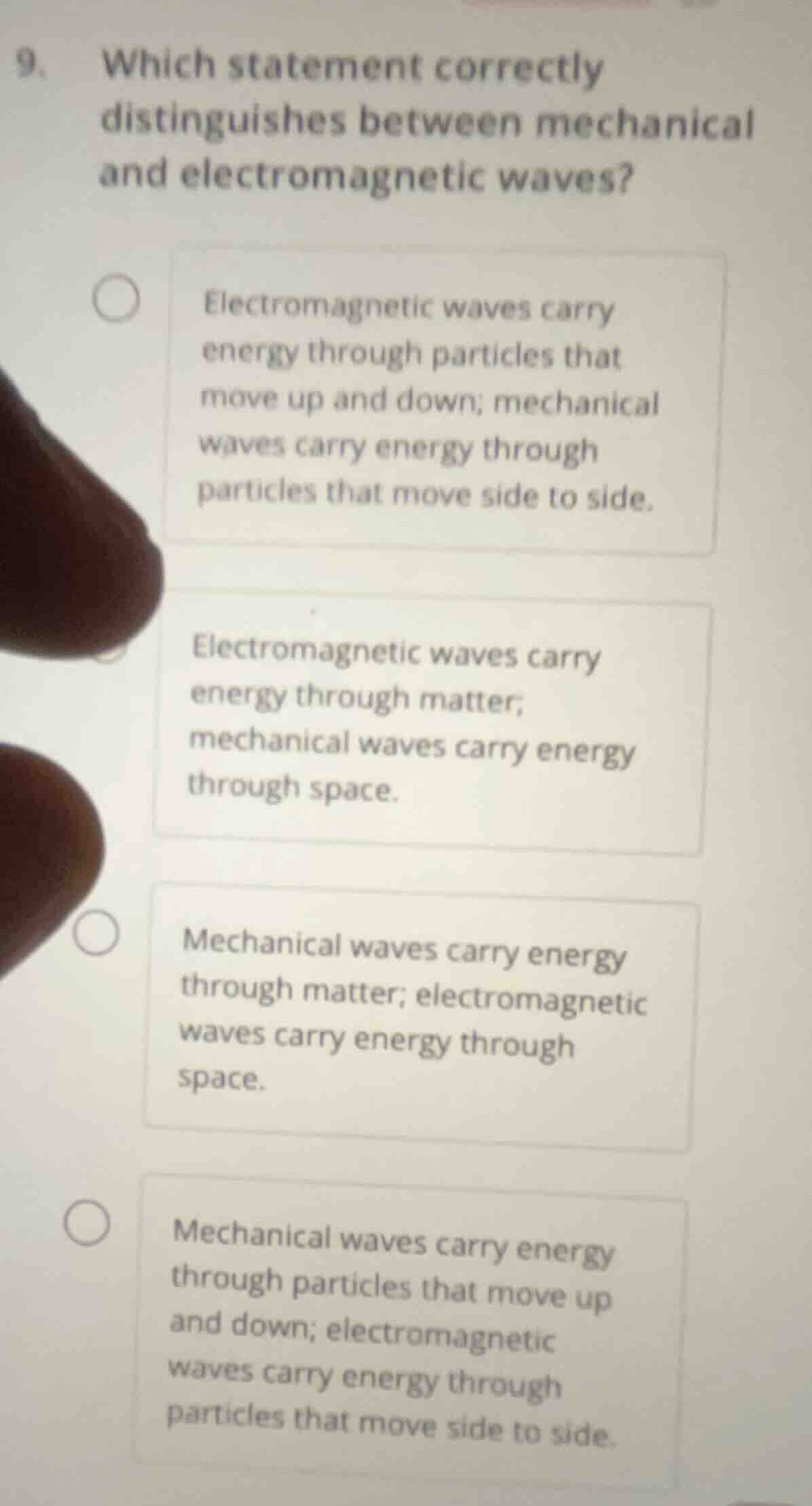 9. which statement correctly distinguishes between mechanical and elect…