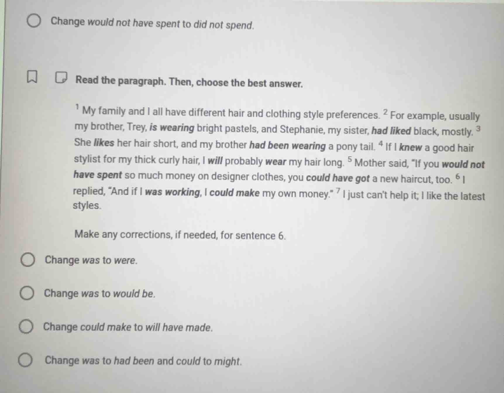 read the paragraph. then, choose the best answer. 1 my family and i all…