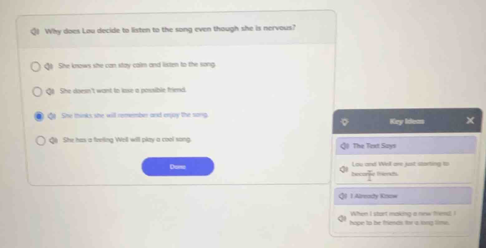 why does lou decide to listen to the song even though she is nervous? s…