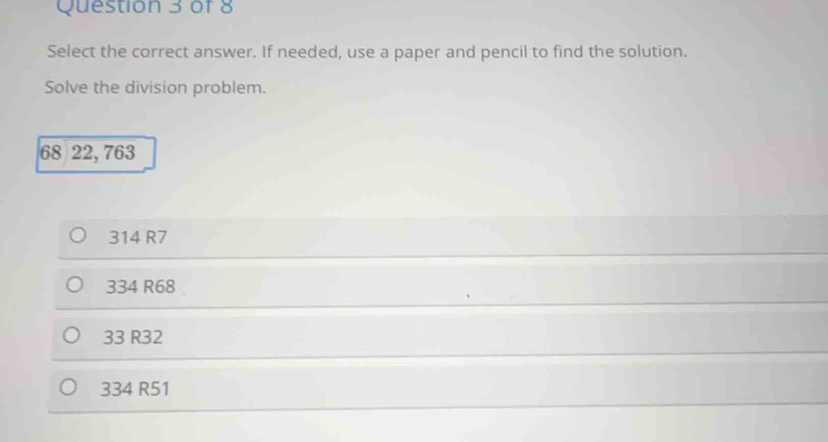 question 3 of 8 select the correct answer. if needed, use a paper and p…