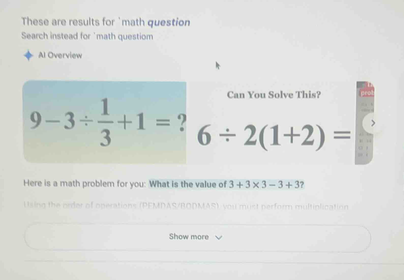these are results for math question search instead for math questiom ai…