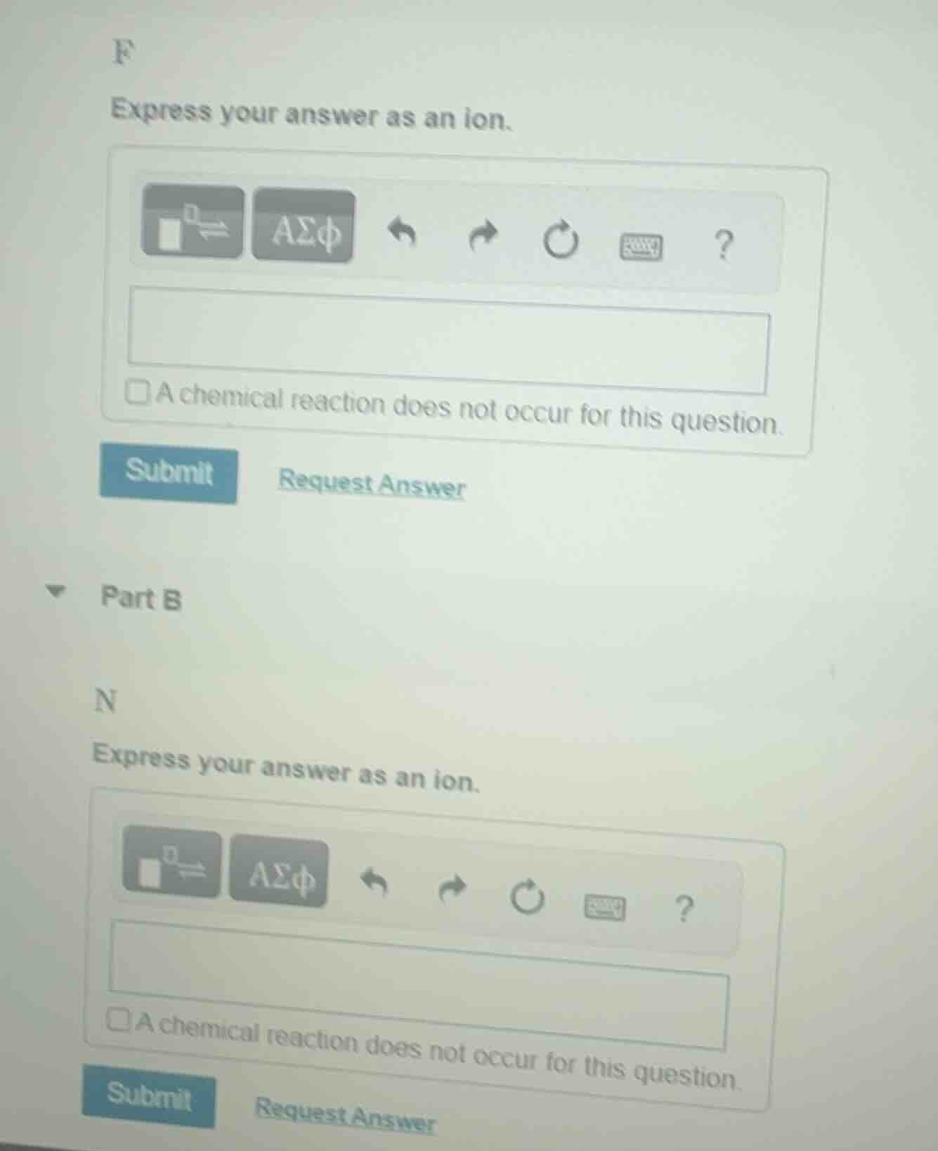 f express your answer as an ion. □a chemical reaction does not occur fo…
