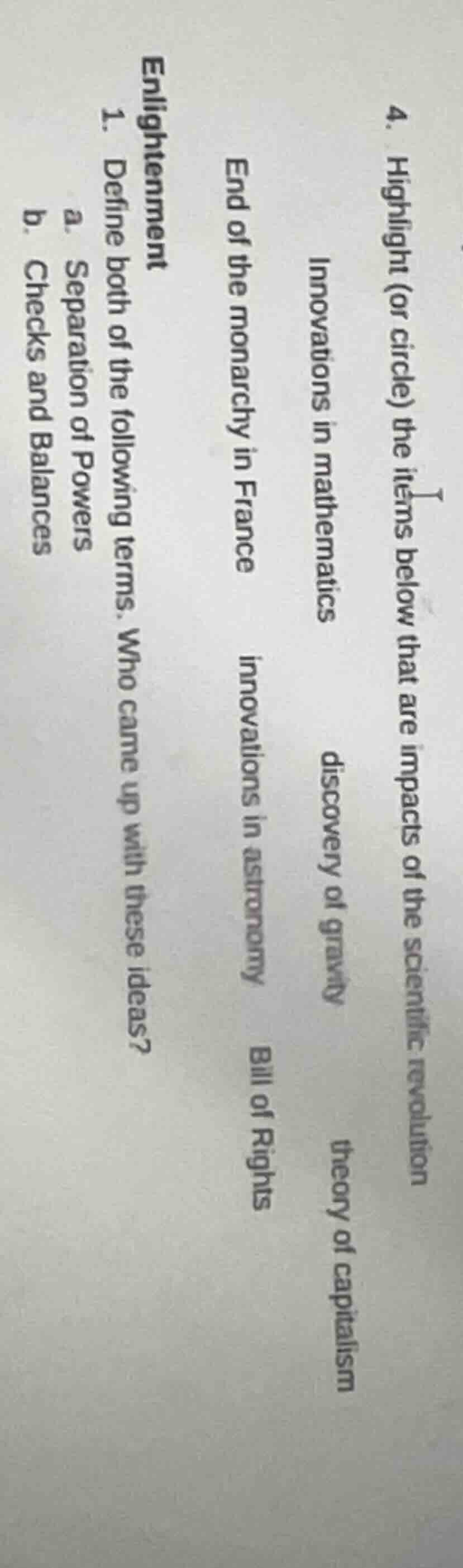 4. highlight (or circle) the items below that are impacts of the scient…