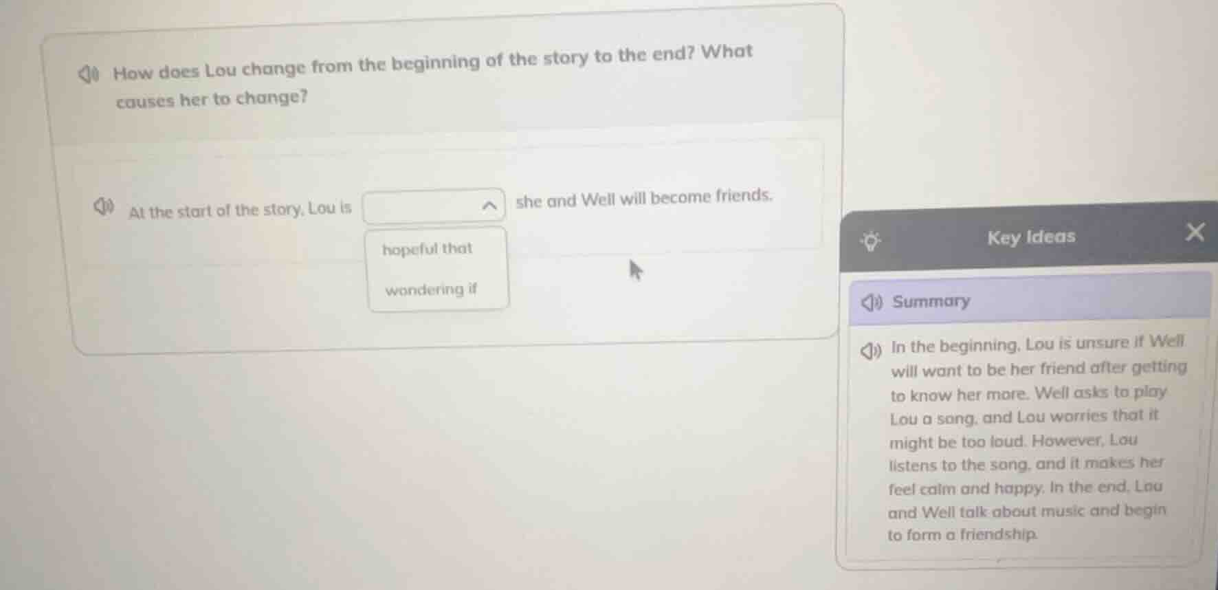 how does lou change from the beginning of the story to the end? what ca…