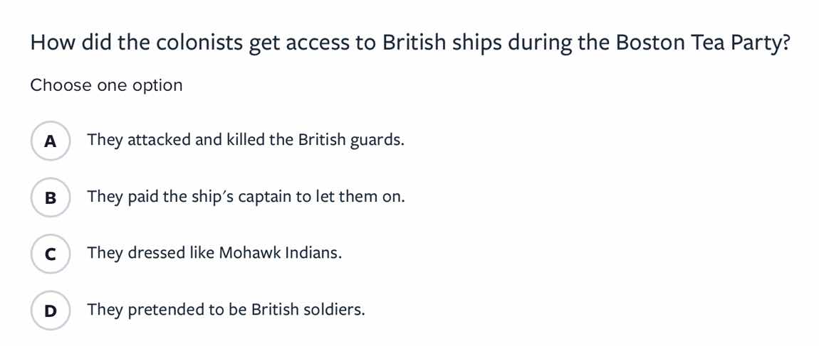 how did the colonists get access to british ships during the boston tea…