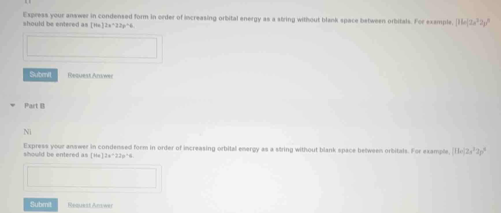 express your answer in condensed form in order of increasing orbital en…
