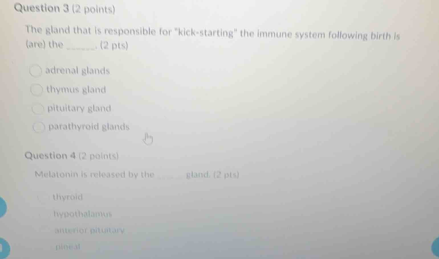question 3 (2 points) the gland that is responsible for \kick - startin…