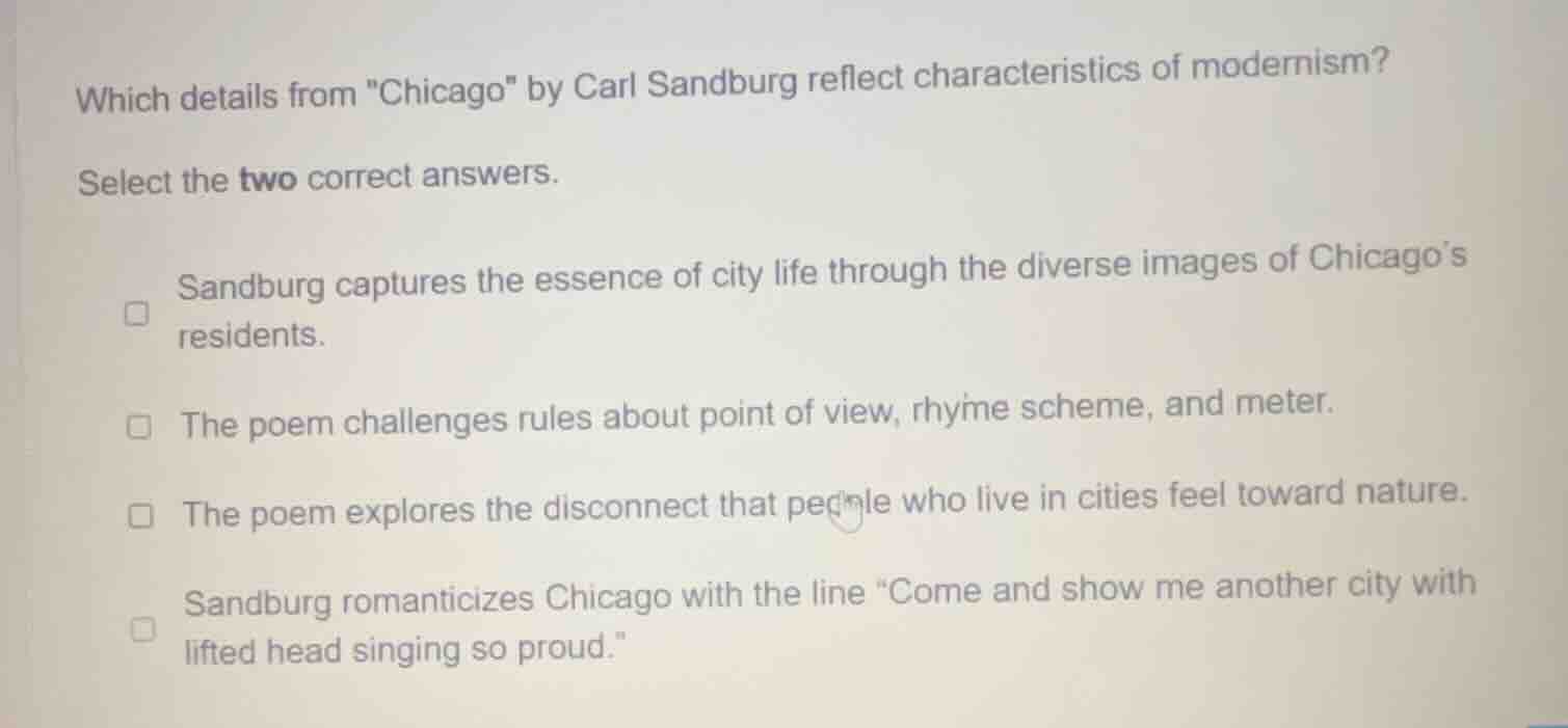which details from \chicago\ by carl sandburg reflect characteristics o…