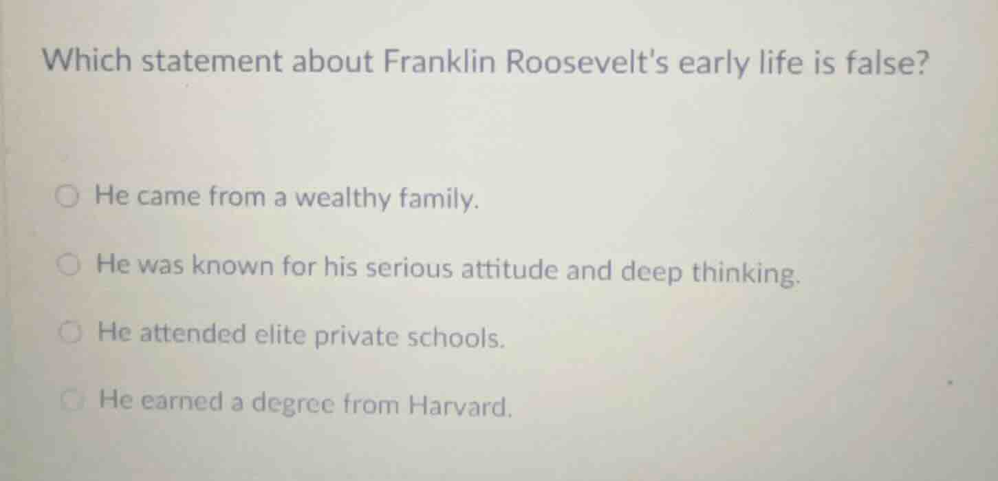 which statement about franklin roosevelts early life is false? he came …