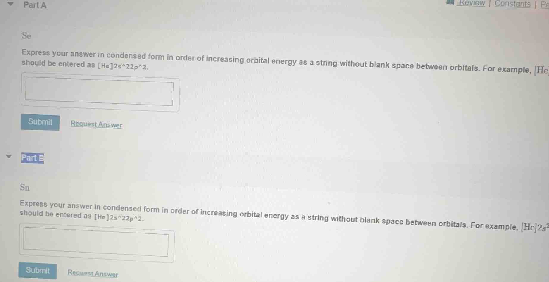 part a se express your answer in condensed form in order of increasing …