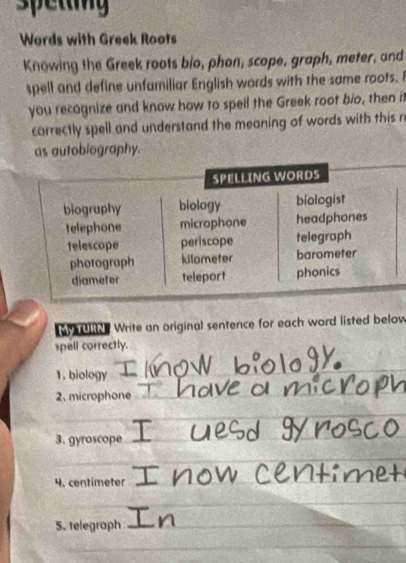 words with greek roots knowing the greek roots bio, phon, scope, graph,…