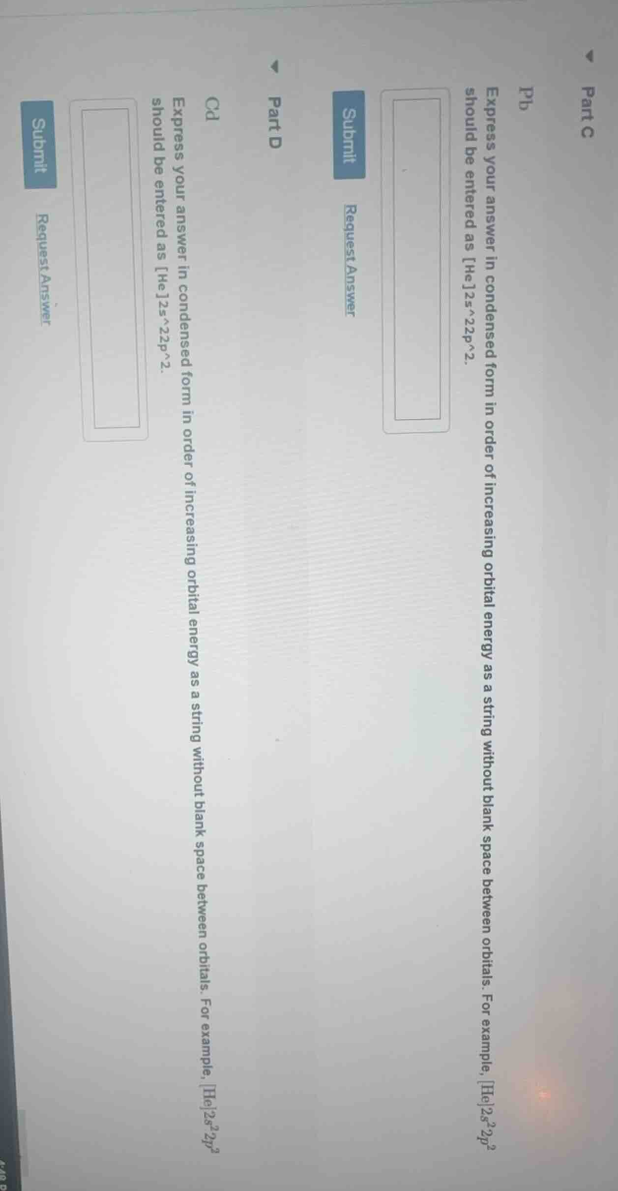 part c pb express your answer in condensed form in order of increasing …