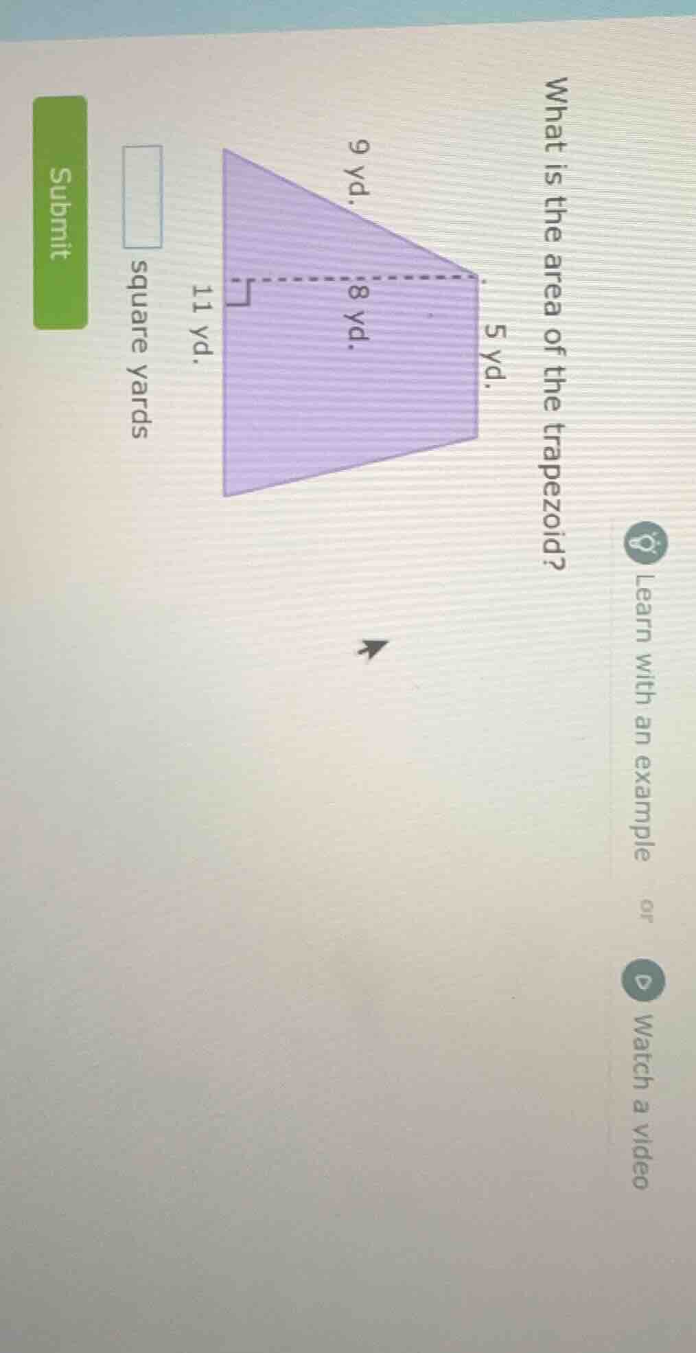 what is the area of the trapezoid? square yards