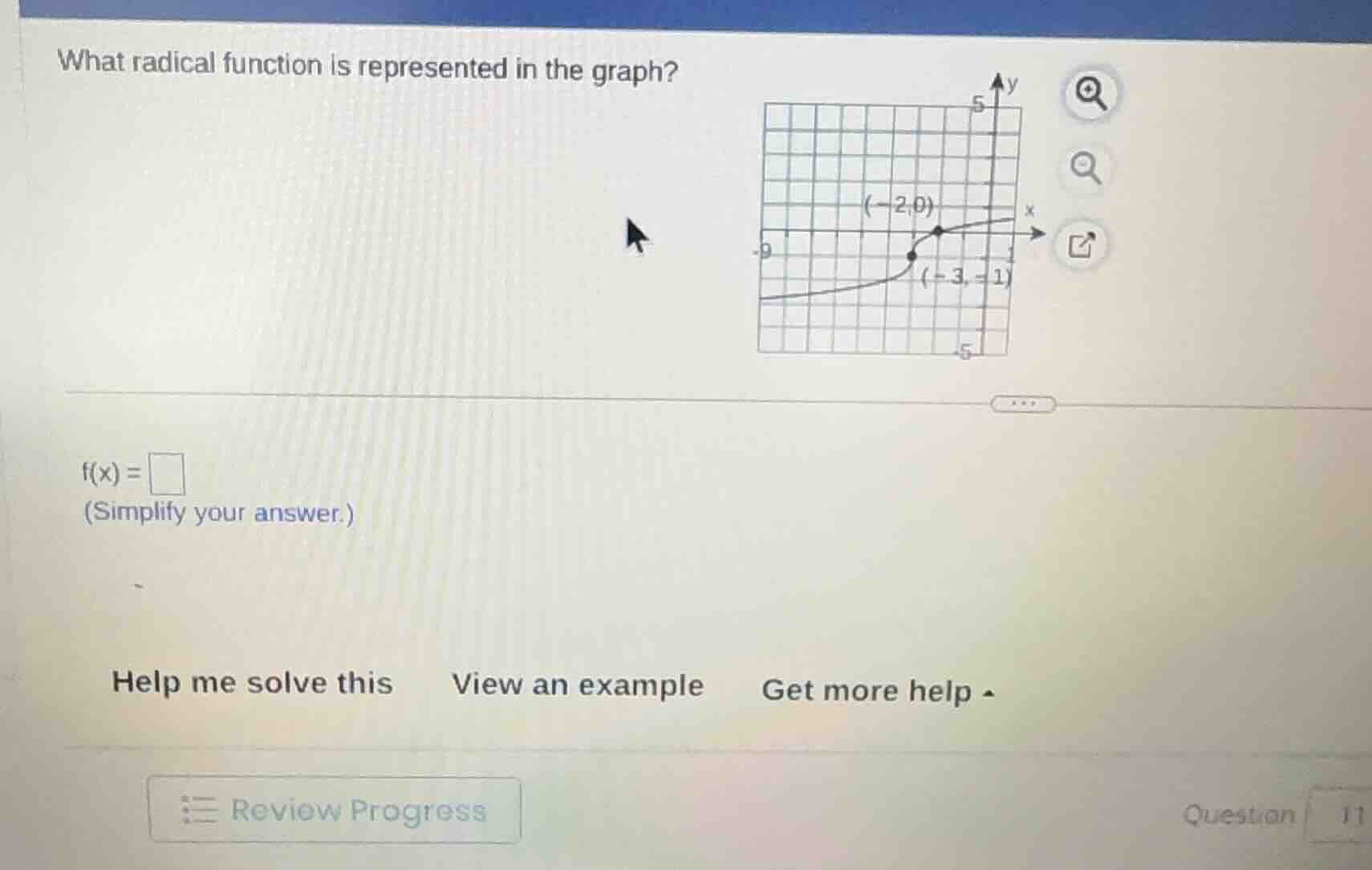 what radical function is represented in the graph? f(x) = (simplify you…