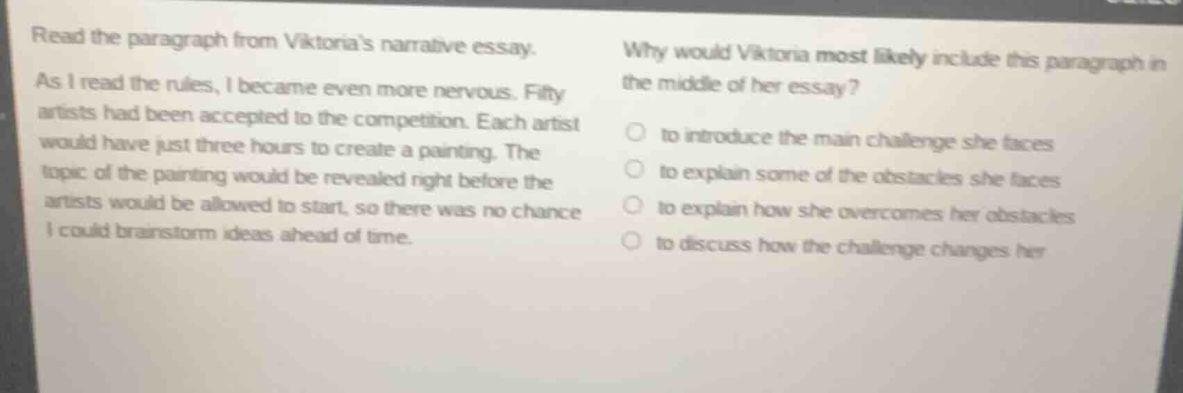 read the paragraph from viktoria’s narrative essay. as i read the rules…