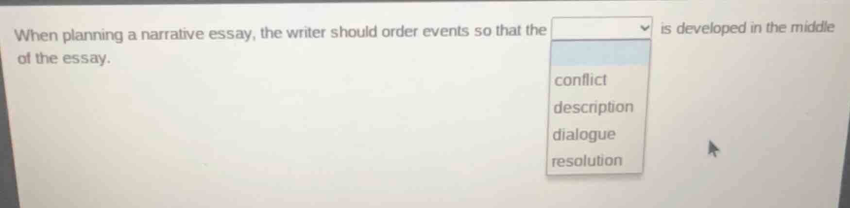 when planning a narrative essay, the writer should order events so that…