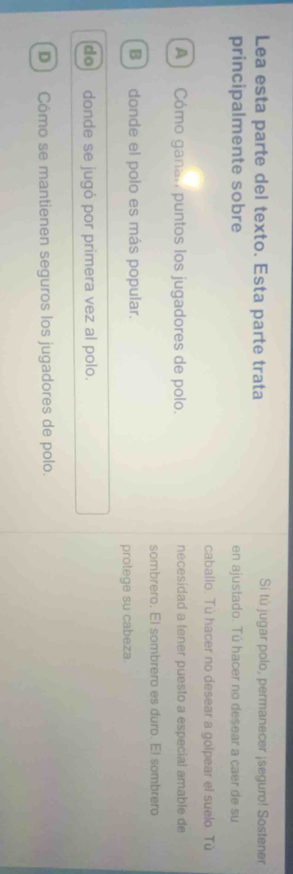 lea esta parte del texto. esta parte trata principalmente sobre a cómo …