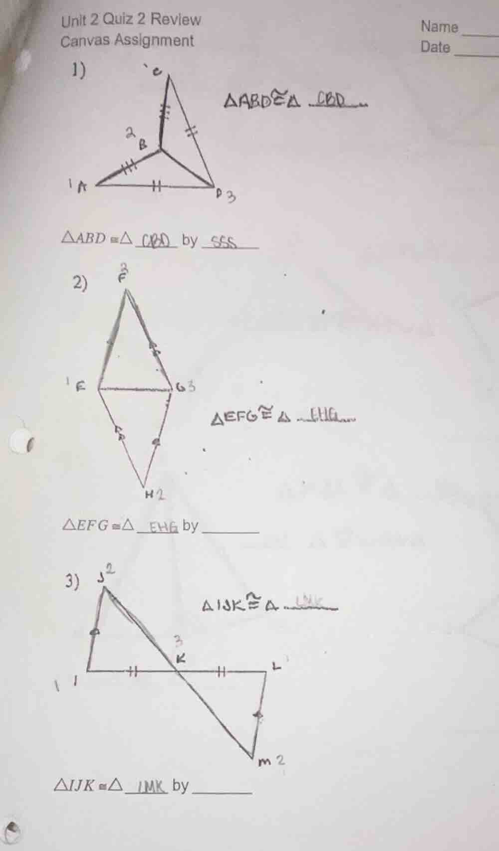 unit 2 quiz 2 review canvas assignment name date 1) $\\triangle abd \\c…