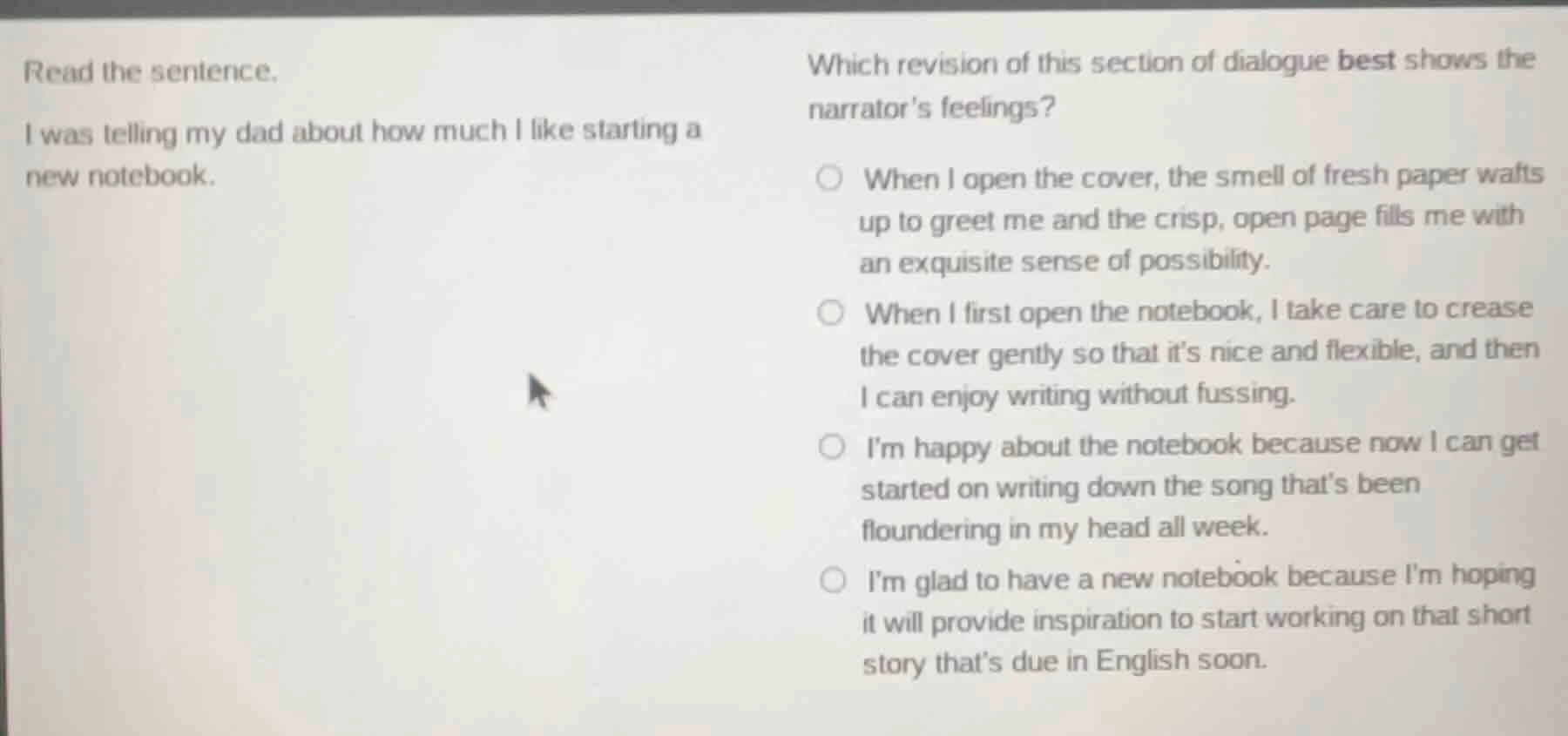 read the sentence. i was telling my dad about how much i like starting …