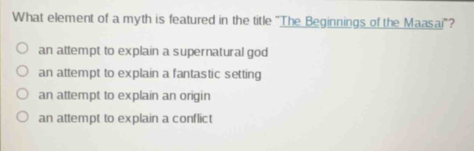 what element of a myth is featured in the title \the beginnings of the …