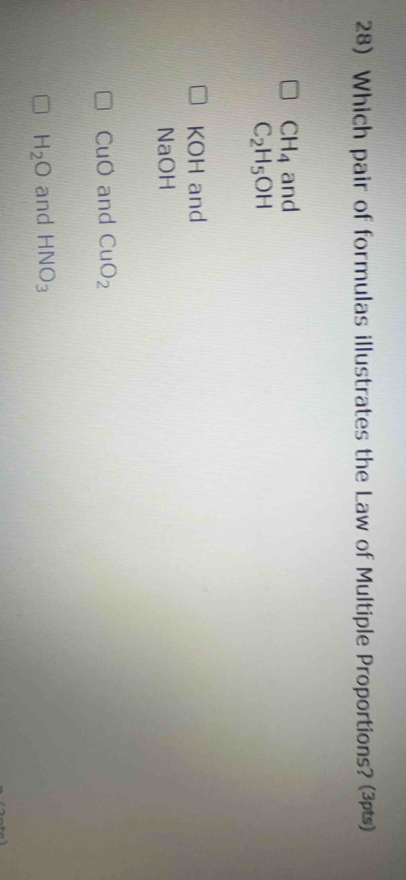 28) which pair of formulas illustrates the law of multiple proportions?…