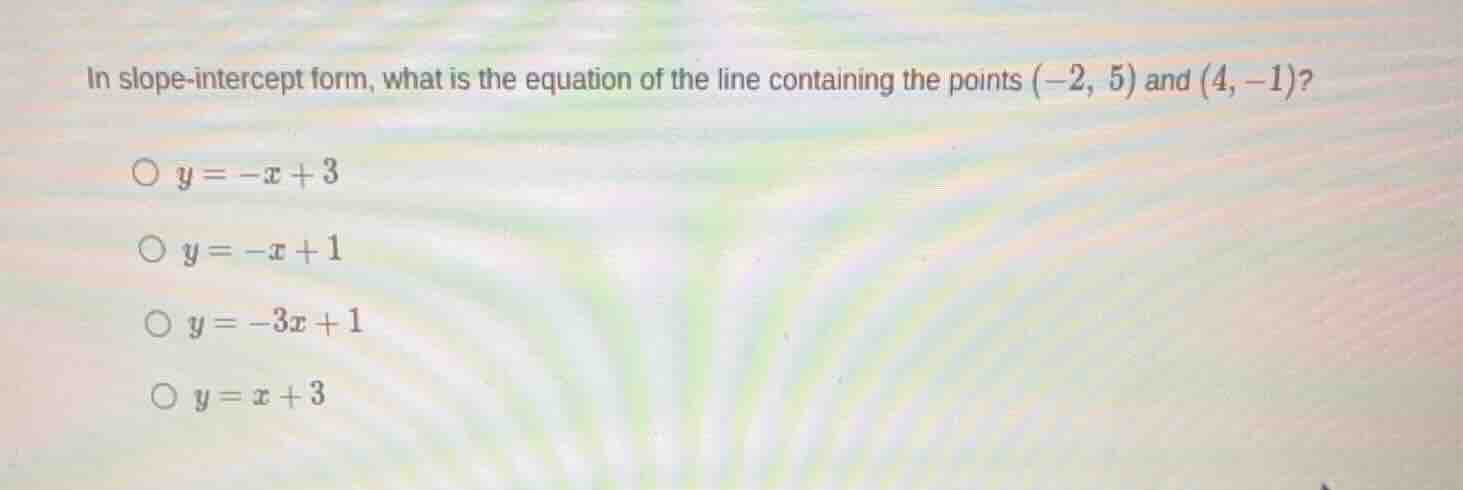 in slope-intercept form, what is the equation of the line containing th…