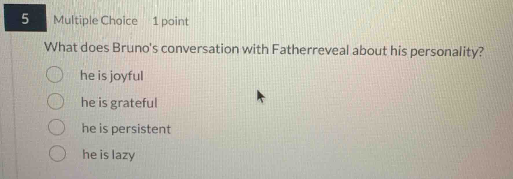 5 multiple choice 1 point what does brunos conversation with father rev…